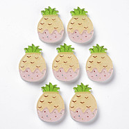 Cellulose Acetate(Resin) Cabochons, with Glitter Powder, Pineapple, Champagne Yellow, 28x19.5x4mm(KY-N015-80)