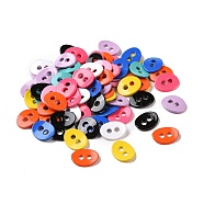Spray painted Alloy Buttons, 2-Hole, Oval, Mixed Color, 10.5x13x2mm, Hole: 2mm(PALLOY-K001-04)