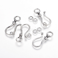 Tibetan Style S Hook Clasps, Cadmium Free & Lead Free, Antique Silver, S Hook: 38x16x8mm, Ring: 8mm, Hole: 5mm(LF5091Y)