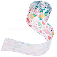 10 Yards Printed Polyester Ribbon, for Bowknot Making, Flat, Colorful, Flamingo Pattern, 5.1x0.02cm(OCOR-GF0002-47C)