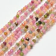 Natural Tourmaline Bead Strands, Faceted, Round, 2mm, Hole: 1mm, about 190pcs/strand, 15 inch(G-P279-45-2mm)