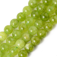 Natural Quartz Beads Strands, Dyed & Heated, Imitation Peridot, Round, Yellow Green, 8~8.5mm, Hole: 1.2mm, about 48pcs/strand, 15.35 inch(39cm)(G-R479-8mm-12)