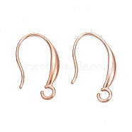 316 Surgical Stainless Steel Hooks, with Horizontal Loop, Ear Wire, Rose Gold, 12x19mm, Hole: 2mm, 21 Gauge, Pin: 0.7mm(STAS-N092-135RG)