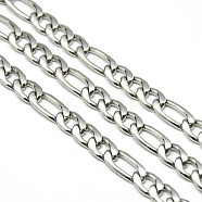 Stainless Steel Figaro Chains, Unwelded, Stainless Steel Color, 9~13x6x1.6mm(STAS-M032-45P-1.6mm)