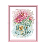 Flower Pattern DIY Cross Stitch Beginner Kits, Stamped Cross Stitch Kit, Including 11CT Printed Cotton Fabric, Embroidery Thread & Needles, Instructions, Colorful, Fabric: 275x230x1mm(DIY-NH0003-01B)