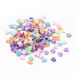 Handmade Polymer Clay Cabochons, Heart, Mixed Color, 5x4.5x0.8mm, about 76923pcs/1000g(CLAY-A002-02)