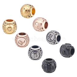 8Pcs 4 Colors 304 Stainless Steel European Beads, Large Hole Beads, Ion Plating (IP), Rondelle, Mixed Color, 10x9mm, Hole: 4mm(STAS-UN0020-89)