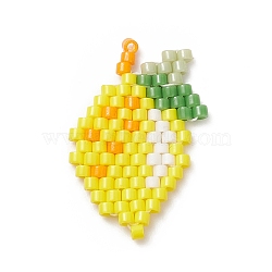 Handmade Loom Pattern MIYUKI Seed Beads, Lemon Pendants, Yellow, 22x15x1.8mm, Hole: 1.6mm(PALLOY-MZ00063)