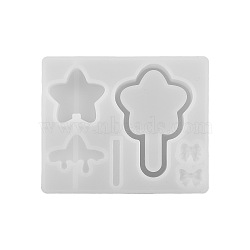 Lollipop Shape DIY Silicone Quicksand Molds, Shaker Molds, Resin Casting Molds, for UV Resin, Epoxy Resin Craft Making, Star, 64x79x13mm(PW-WG65527-02)
