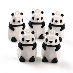 PVC Faceted Pendants, for DIY Keychain Making, Panda, White, 42x27x25mm, Hole: 3mm(FIND-B002-05)
