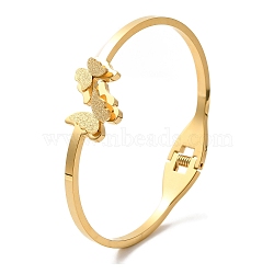 Adjustable Butterfly Vacuum Plating 304 Stainless Steel Bangles for Women, Golden, Inner Diameter: 1-3/4x2-3/8 inch(4.6x5.9cm)(BJEW-F474-18G)