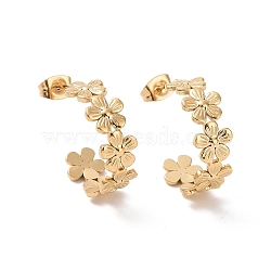 Ion Plating(IP) 304 Stainless Steel Flower Wrap Stud Earrings, Half Hoop Earrings for Women, Golden, 20.5x7.5mm, Pin: 0.7mm(EJEW-G326-03G)
