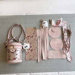 DIY Knitting PU Imitation Bag Making Kit, Including Leather Bag Accessories, Flower, 240x140x125mm(PW-WG4FCC0-03)