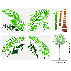 5Pcs 5 Styles Palm Tree Theme PET Hollow Out Drawing Painting Stencils, for DIY Scrapbook, Photo Album, Leaf & Tree Trunk, Mixed Patterns, 279~300x210~300mm, 1pc/style(DIY-WH0394-0030)