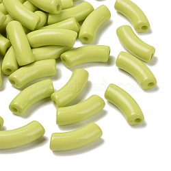 Opaque Acrylic Beads, Curved Tube, Green Yellow, 34.5x13x11mm, Hole: 3.5mm(X1-SACR-S677-096)