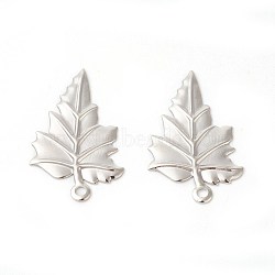 Brass Pendants, Rack Plating, Leaf, Platinum, 23x14.5x1mm, Hole: 1mm(KK-F772-12P)