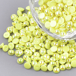 Acrylic Cabochons, AB Color Plated, Half Round, Yellow, 4x2mm, about 10000pcs/bag(MACR-T017-4mm-20)