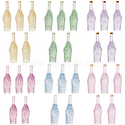 30Pcs 6 Colors Transparent Resin Bottle Cabochons, Faceted Cabochon with Glitter Powder, DIY for Phone Case & Earrings & Keychains Accessories, Mixed Color, 41x12.5x12mm, 5pcs/color(CRES-GF0001-04)