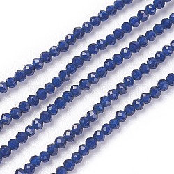 Transparent Glass Beads Strands, Faceted, Round, Dark Blue, 2mm, Hole: 0.5mm, about 164~182pcs/strand, 14.8~15.7 inch(37.5~40cm)(GLAA-F094-A16)