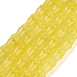 Natural Malaysia Jade Beads Strands, Dyed, Bamboo Stick, Yellow, 12~12.5x8mm, Hole: 1mm, about 32pcs/strand, 15.43 inch(39.2cm)(G-L600-A01-01D)