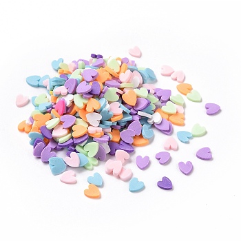 Handmade Polymer Clay Cabochons, Heart, Mixed Color, 5x4.5x0.8mm, about 76923pcs/1000g