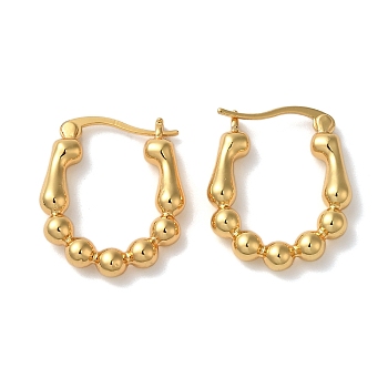 Rack Plating Brass Hoop Earrings for Women, Lead Free & Cadmium Free, Long-Lasting Plated, Real 18K Gold Plated, 24x4mm