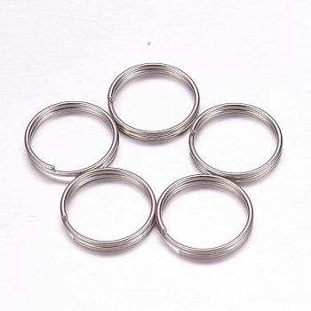 304 Stainless Steel Split Rings, Double Loops Jump Rings, Stainless Steel Color, 16x2mm, 14mm inner diameter