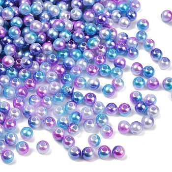 ABS Imitation Pearl Beads, Round, Two Tone, Medium Slate Blue, 6mm, Hole: 1.8mm, about 5000pcs/500g