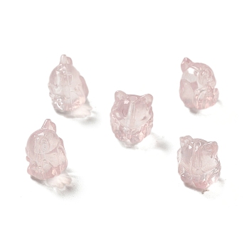 Transparent Glass Beads, Gradient Color, Fox, Pink, 16x14x12.5mm, Hole: 1.5mm