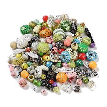 Opaque Acrylic Beads, Metal Enlaced, Mixed Shapes, Mixed Color, 7.5~22.5x7.5~21x5.5~13mm, Hole: 1.2~5.5mm