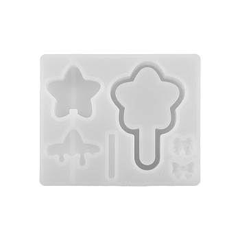 Lollipop Shape DIY Silicone Quicksand Molds, Shaker Molds, Resin Casting Molds, for UV Resin, Epoxy Resin Craft Making, Star, 64x79x13mm