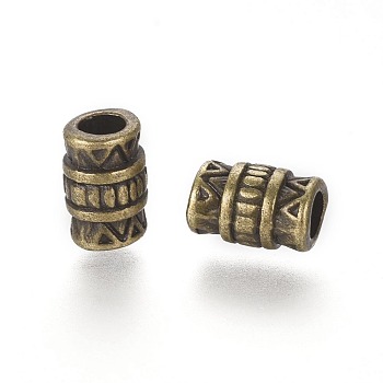 Tibetan Style Alloy Beads, Cadmium Free & Nickel Free & Lead Free, Column, Antique Bronze, 7x5mm, Hole: 2.7mm