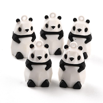 PVC Faceted Pendants, for DIY Keychain Making, Panda, White, 42x27x25mm, Hole: 3mm