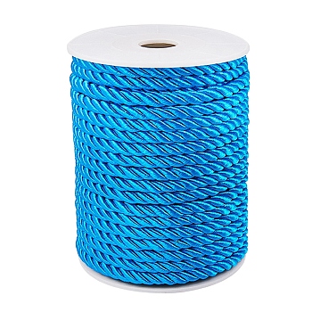 Polyester Cord, Twisted Cord, Deep Sky Blue, 5mm, about 18~19yards/roll(16.4m~17.3m/roll)