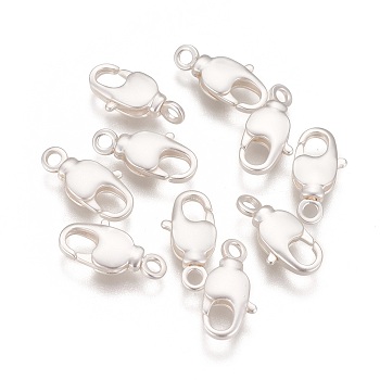 Brass Swivel Lobster Claw Clasps, Swivel Snap Hook, Long-Lasting Plated, Matte Silver Color, 14.5x7x3mm, Hole: 1.8mm