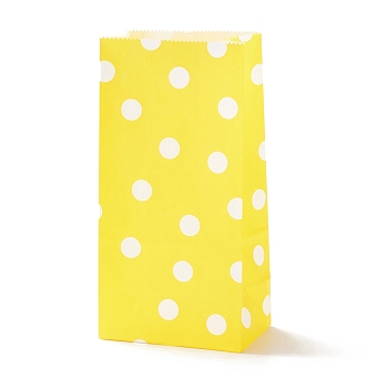 Rectangle Kraft Paper Bags, None Handles, Gift Bags, Polka Dot Pattern, Yellow, 9.1x5.8x17.9cm
