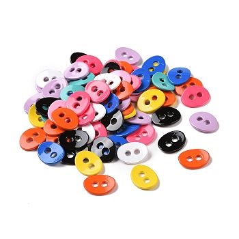 Spray painted Alloy Buttons, 2-Hole, Oval, Mixed Color, 10.5x13x2mm, Hole: 2mm