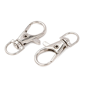 Alloy Swivel Lobster Claw Clasps, Swivel Snap Hook, Platinum, 35x16mm, Hole: 8.5mm