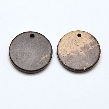 Wood Jewelry Findings Flat Round Coconut Pendants(COCO-E001-10A)-2