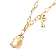 304 Stainless Steel Padlock and Skeleton Key Pendant Necklace for Women(NJEW-G018-11G)-1