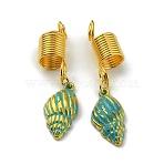Alloy Dreadlocks Beads, Braiding Hair Pendants Decoration Clips, for Hair Styling, Shell Pattern, 53mm, Inner Diameter: 8mm, Pendant: 24x12.5x5mm(OHAR-WH0031-02D)