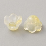 Glass Bead Caps, 6-Petal Flower, Light Yellow, 11~12x8mm, Hole: 1.2mm(GLAA-WH0031-73A)