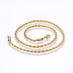 304 Stainless Steel Rope Chain Necklaces, with Lobster Claw Clasps, Real 18K Gold Plated, 17.7 inch(45cm), 2.3mm(NJEW-F226-03G-03)