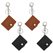 4 Sest 2 Colors 2 Inch Leather Cover Mini Photocard Holder Book, Holds up to 20 Photos, with Stainless Steel Lobster Claw Clasps and Iron Key Rings, Mixed Color, 65x56x11.5mm, 2 sets/color(AJEW-CA0003-95)