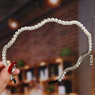 Waved Pearl Hair Bands, Bridal Hair Bands Party Wedding Hair Accessories for Women Girls, Platinum, 150mm(OHAR-PW0001-177D)