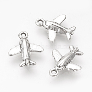 Tibetan Style Alloy Charms, Airplane, Cadmium Free & Lead Free, Antique Silver, 15.5x13.5x3.5mm, Hole: 1.5mm, about 1540pcs/1000g(TIBE-S311-18AS-LF)