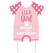Plastic Yard Signs Display Decorations, for Outdoor Garden Decoration, Cloth with Word It's A Girl, Pink, 350x300x4mm(DIY-WH0248-009)