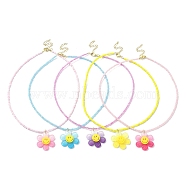 Acrylic Flower Pendant Necklace with Glass Beaded Chains, Mixed Color, 15.87 inch(40.3cm)(NJEW-JN04593)