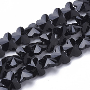 Transparent Glass Beads, Faceted, Butterfly, Black, 12x14.5x7.5mm, Hole: 1mm(GLAA-Q066-14mm-B01)