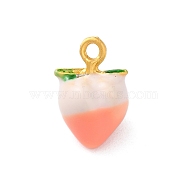 Alloy Enamel Pendants, Cadmium Free & Nickel Free & Lead Free, Matte Gold Color, Peach, 15x10x9mm, Hole: 1.8mm(FIND-O003-12B-MG)